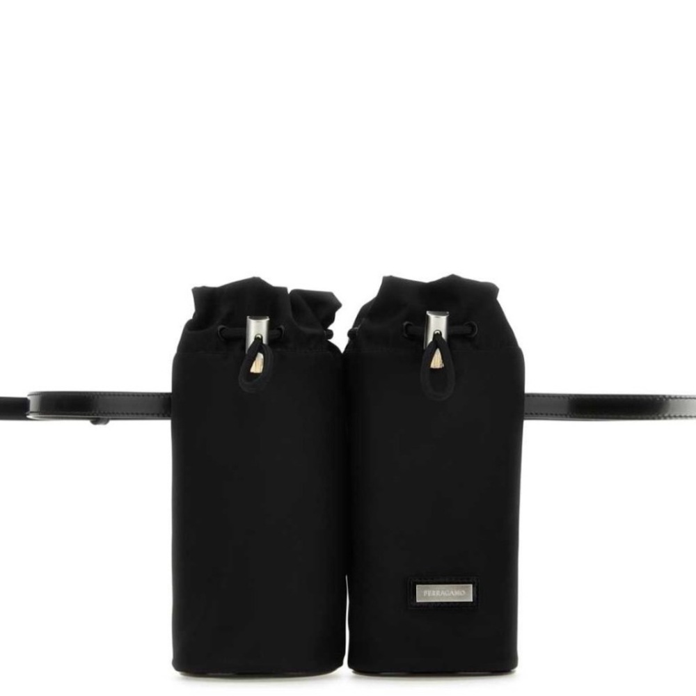 NWT Salvatore Ferragamo Double-pouch Belt bag in Black